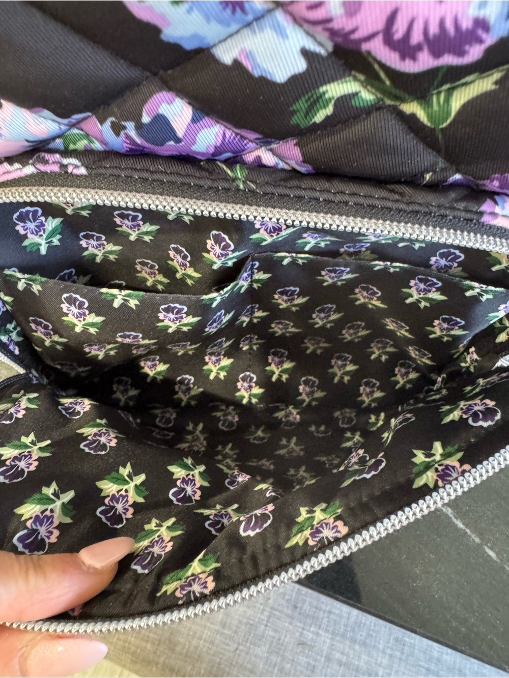 💜Vera Bradley Performance Twill Small Backpack in Floating Plum Pansies - Picture 5 of 6